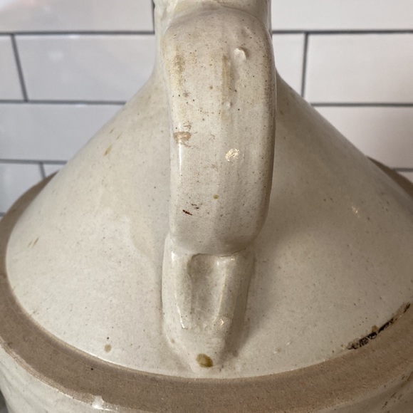 ANTIQUE 3 GALLON STONEWARE SALT GLAZED LIQUOR JUG signed modern farmhouse rustic - Picture 4 of 10